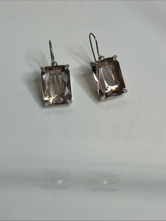 Jewelry - Silver-Tone Rectangular Light Crystal Drop Earrings - Women Jewelry